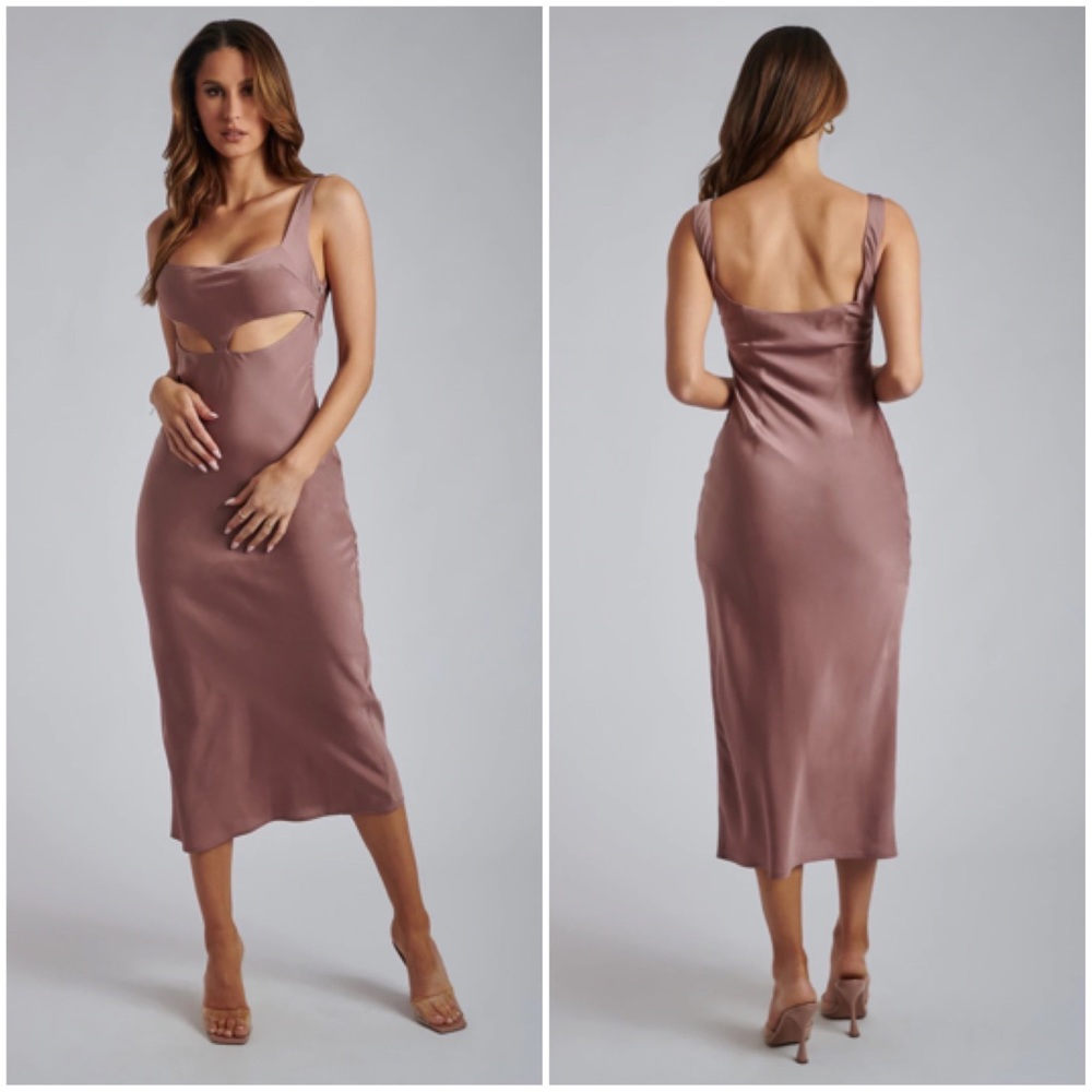 NWT Satin Cut Out Midi Dress